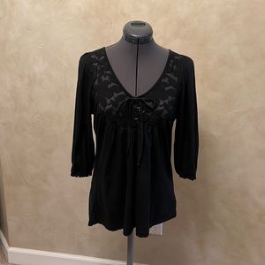 CDR - Black Blouse with Lace and 3/4 Sleeves